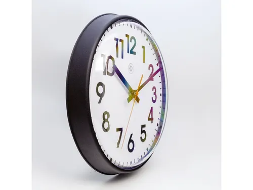 wandklok NXT diam. 26cm kunststof zwart, witte wijzerplaat cijfers