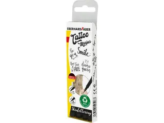 Tattoo stift Eberhard Faber 4 stuks Brush en kalligrafie zwart - 2