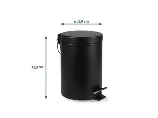 Afvalbak BRASQ pedaalemmer 3 liter zwart rvs - 1