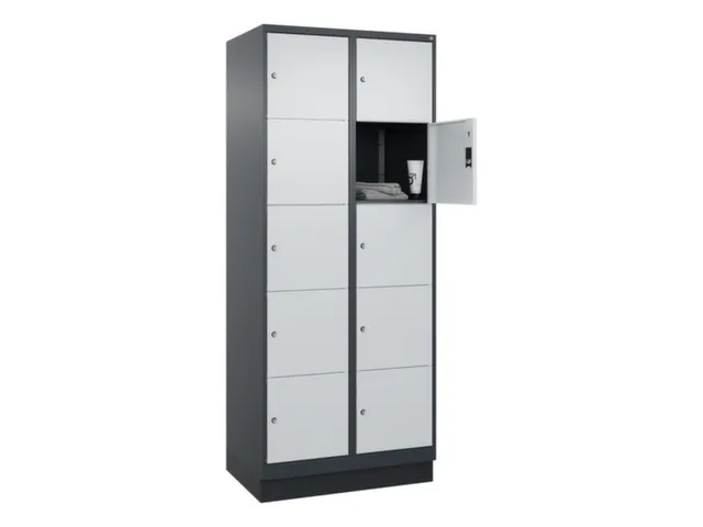 lockerkast,HxBxD 1950x800x500mm,2x5vakken,vak B 400mm,cil.-slot,sokkel