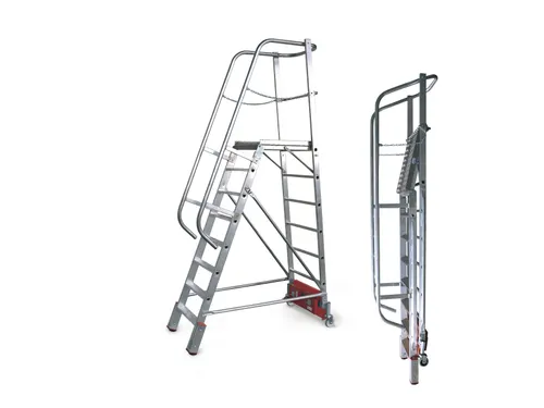 verrijdbare treden-platformladder,eenzijdig,10trede(n),stand H 2,35m