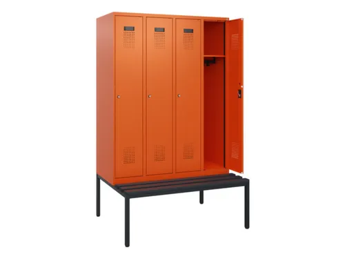 locker met bank,HxBxD 1950x1200x815mm,4vak,vak B 300mm,cilinderslot