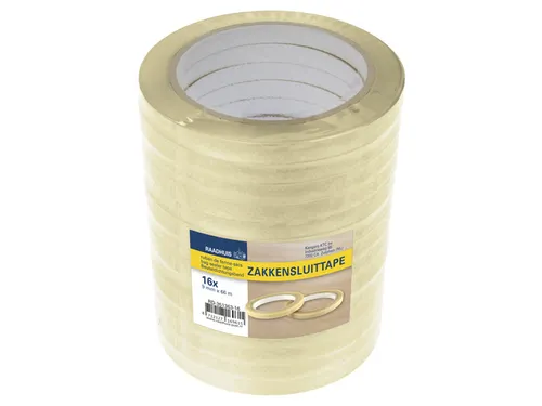 Zakkensluittape Raadhuis transparant 9mmx66m PP krimp a 16 rol