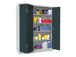 Ruime Vouwdeurkast 1950x1500x600mm 4legborden Ral7035 Front Ral7016 - 1