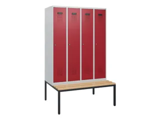 locker met bank,HxBxD 1950x1200x815mm,4vak,vak B 300mm,cilinderslot - 2