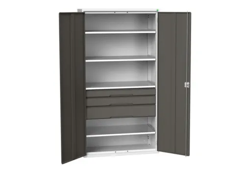universele kast,HxBxD 2000x1050x550mm,4xStalen bodem,3lade(n)