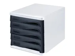 ladeblok,5lade(n),HxBxD 250x265x340mm,kunststof,wit,laden zwart