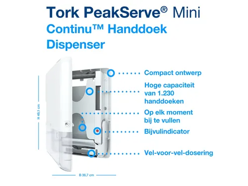 Tork 552550 H5 Elevation PeakServe Mini Continu Dispenser Wit