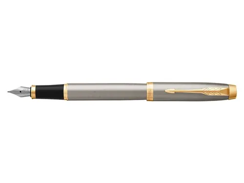 Vulpen Parker IM Brushed Metal GT Finish Medium Blauwe inkt