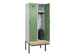 locker met bank,HxBxD 2120x800x815mm,2vak,vak B 400mm,draaigrendel