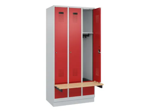 locker met bank,HxBxD 1950x900x815mm,3vak,vak B 300mm,cilinderslot