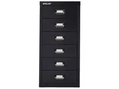 kantoor-ladekast HxBxD 590x278x380mm 6 laden romp + front zwart staal