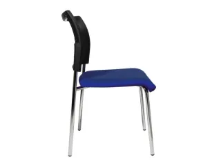 Bezoekersstoel Zitting Donkerblauw Stof Rug Netbekleding Zwart - 4