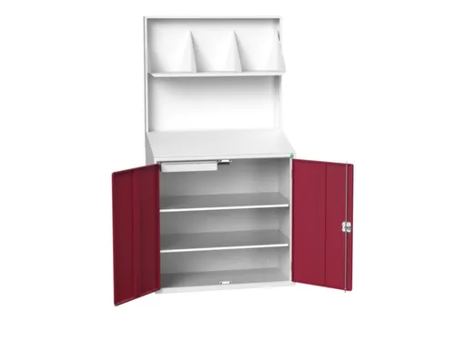 lessenaarkast achterwand 2000x1050x550mm 2 legbord/1lade/plank RAL3004