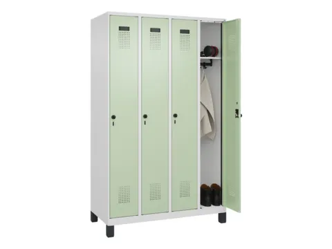 locker,HxBxD 1950x1200x500mm,4vak,vak B 300mm,draaigrendel,voeten