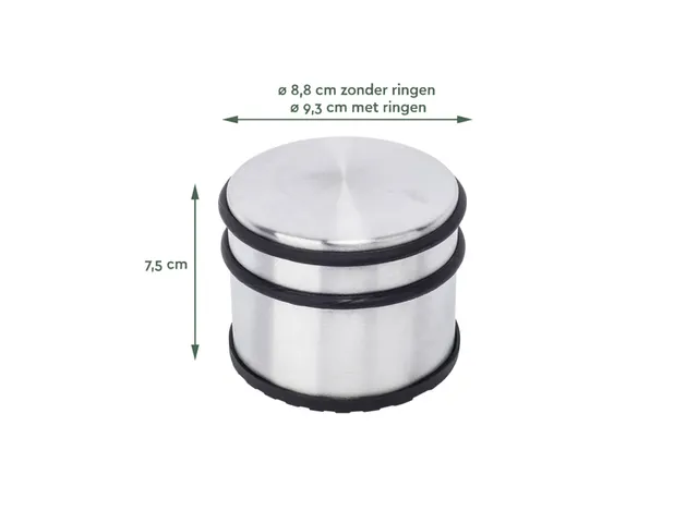 Deurstopper BRASQ met rubberen ringen rvs