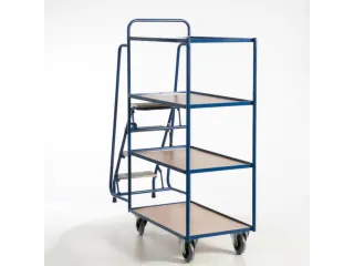 Orderverzamelwagen 990x590mm Totale H 1900mm 4 Etages Hout Ral5010 - 4