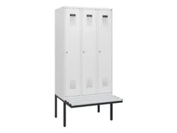locker met bank,HxBxD 1950x900x815mm,3vak,vak B 300mm,cilinderslot