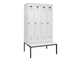 locker met bank,HxBxD 2120x1200x815mm,4vak,vak B 300mm,draaigrendel - 2