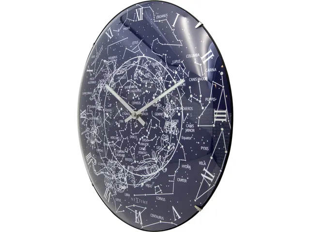 Wandklok NeXtime dia. 35cm bol glas 'Milky Way dome' Romeinse cijfers
