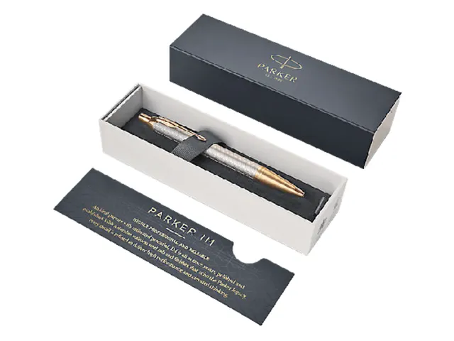Balpen Parker IM Premium Warm Silver GT Medium Blauwe inkt