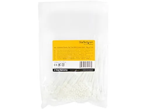 10cm Kabelbinders met montagegat 2mm wit 100 stuks