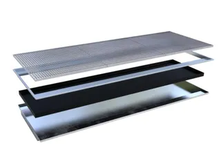 ophangbak,opvangvol. 200l,HxBxD 110x3250x1265/915mm,m. PE-element - 2