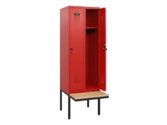 locker met bank,HxBxD 1950x600x815mm,2vak,vak B 300mm,draaigrendel
