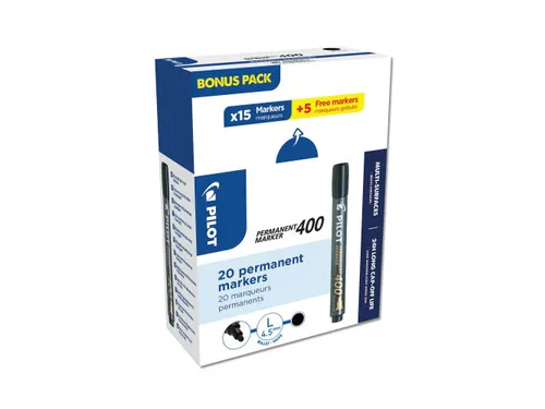 Permanent marker PILOT 400 schuin Breed Zwart 15+5 gratis