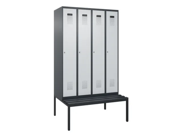 armoire vestiaire avec banc noir et blanc,HxlxP 2120x1200x815mm