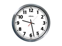 Radiowandklok Aluminium Ø50cm Cijferaanduiding Vlak Mineraalglas