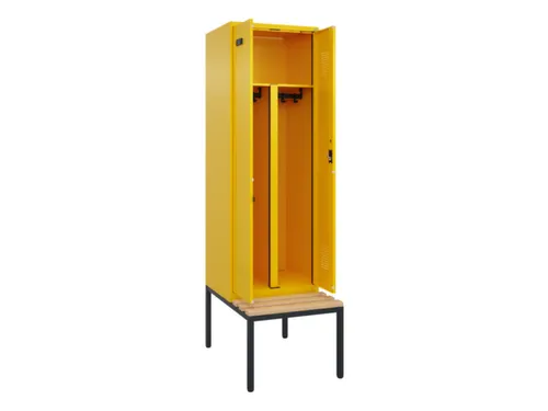 PBM-locker met bank,HxBxD 2120x600x815mm,2vak,vak B 300mm