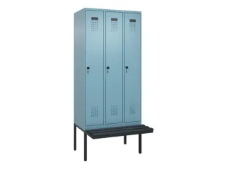 locker met bank,HxBxD 2120x900x815mm,3vak,vak B 300mm,draaigrendel - 2