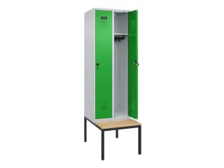locker met bank,HxBxD 2120x600x815mm,2vak,vak B 300mm,draaigrendel - 2
