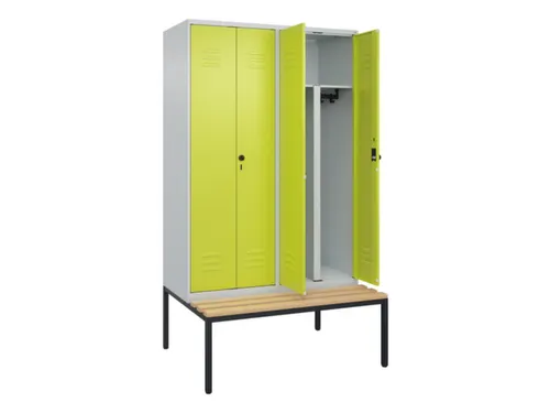 PBM-locker met bank,HxBxD 2120x1200x815mm,4vak,vak B 300mm