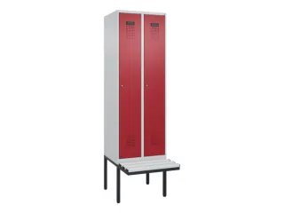 locker met bank,voor scheiding van kleding,HxBxD 2120x600x815mm,2vak - 2