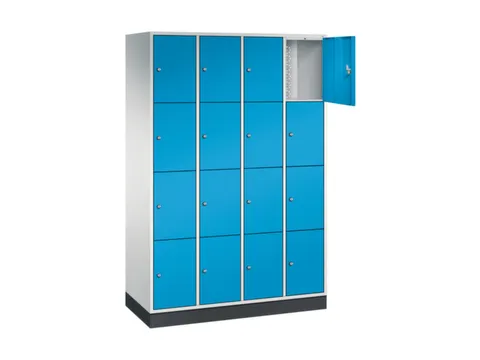 lockerkast,RAL 7035/RAL 5012,HxBxD 1950x1220x500mm,4x4vakken,cil.-slot