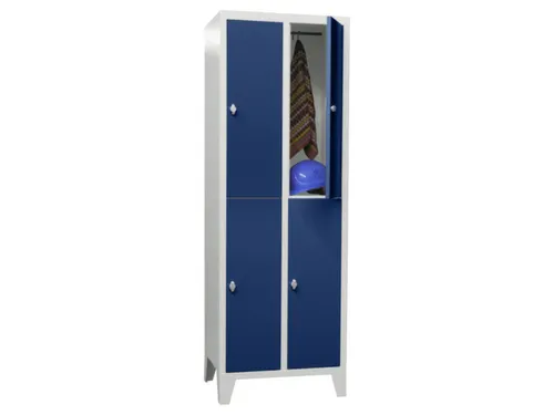 lockerkast,HxBxD 1850x600x500mm,2x2vakken,RAL7035,front RAL5010