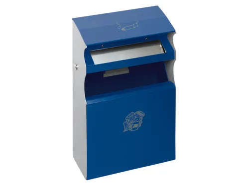 Combi-asbak Blauw 2/5 liter 540x300x140mm Met Overkapping Cilinderslot
