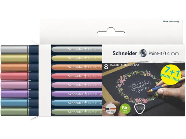 Metallic rollerball Schneider Paint-It 050 0.4mm etui 6+2 gratis