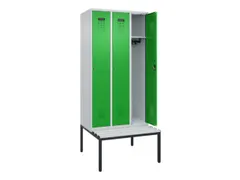 locker met bank,HxBxD 2120x900x815mm,3vak,vak B 300mm,cilinderslot