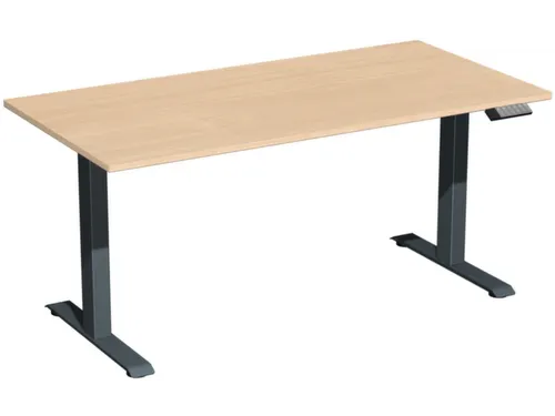 Elektrisch ihv bureau,HxBxD 630-1280x1600x800mm,blad beuken