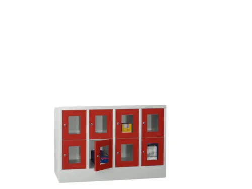lockerkast,HxBxD 855x1200x500mm,4x2vakken,RAL7035,front RAL3000