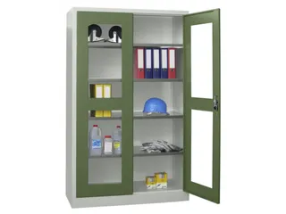 Vitrinekast Hxbxd 1950x1200x400mm Draaideuren Ral7035 Front Ral6011 - 2