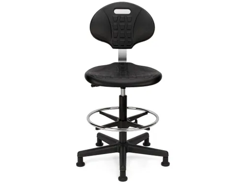 Werkstoel Large Zwart met Glijders Ergonomisch & Stevig