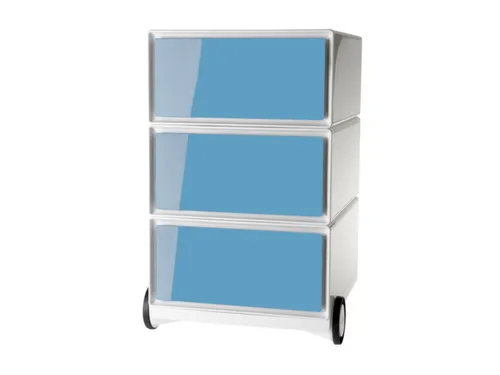 mobiel ladeblok,HxBxD 642x390x436mm,3lade(n),romp wit,front blauw
