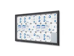 Vitrinekast mededelingenbord Outdoor 24xA4 met gasveer Antraciet