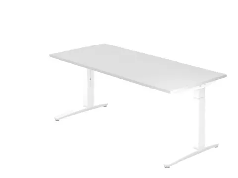 In hoogte verstelbaar bureau,HxBxD 680-850x1800x800mm,blad wit