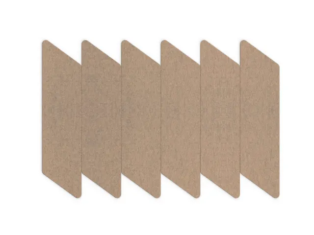 Akoestische PET-vilt parallellogram stroken beige 30x120cm 6 stuks