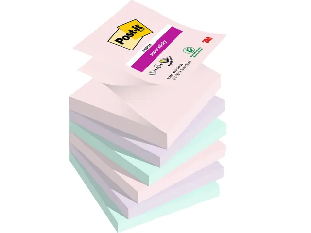 Memoblok Post-it Z-Notes R330 Super Sticky 76x76mm Soulful 6 stuks